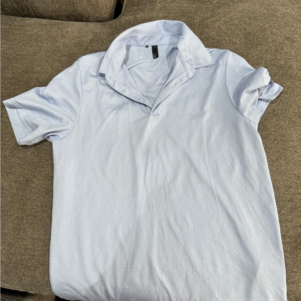 Adidas Blue Polo Shirt Classic Knit Short Sleeve
